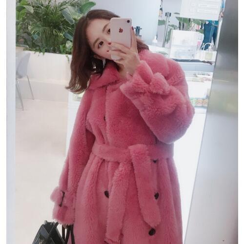 Jacket Real Lamb Fur Winter Coat Women Korean Warm Woolen Overcoat Long Abrigos Mujer Invierno 2020 BL-629 YY642