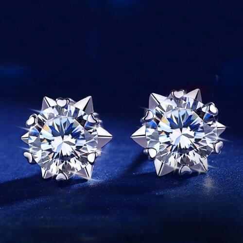 Female Cute Snowflake Zircon Minimalist Earrings Real 925 Sterling Silver Stud Earrings For Women Vintage Small Wedding Earrings