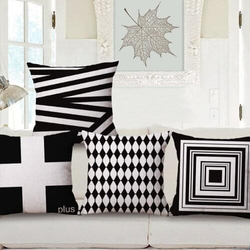 ZXZXOON Decorative throw pillow case cover black and beige color square geometric cushion cover for sofa car bedroom 45x45cm