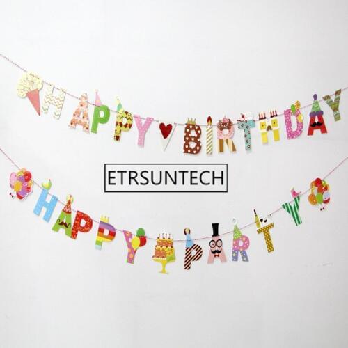 100sets Birthday Party Banners Cartoon HAPPY BIRTHDAY Letter Garland Children Birthday Party Decoration Baby Garland Gifts