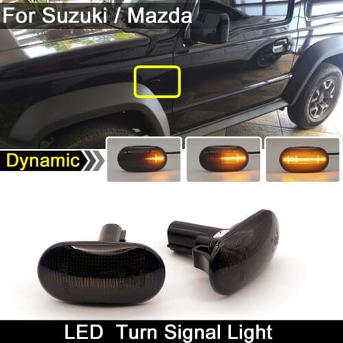 2Pcs For Mazda AZ Spiano Scrum Fo Suzuki Jimny Lapin Chevrolet Smoked Lens LED Side Marker Light Dynamic Amber Turn Signal Lamp