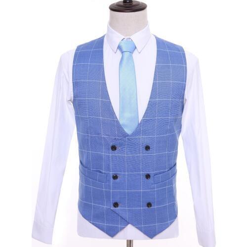 2018 Wedding Grey Plaid Men vests custom made Vintage Groom vest mens slim fit tailor made wedding vests for men