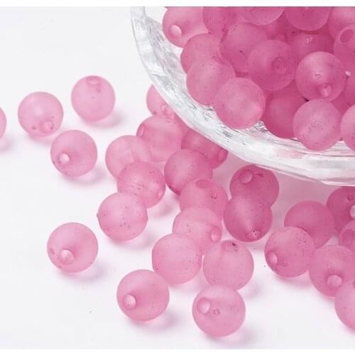 500g 6mm Transparent Acrylic Beads Round Frosted Camellia 6mm Hole: 1.8mm about 4000pcs/500g