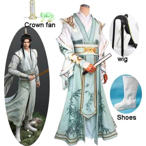 7PCS Anime Villain Self-Rescue System Cosplay Costume MO DAO ZU SHI Cosplay Men Women Halloween Chinese Ancient Suits and wig