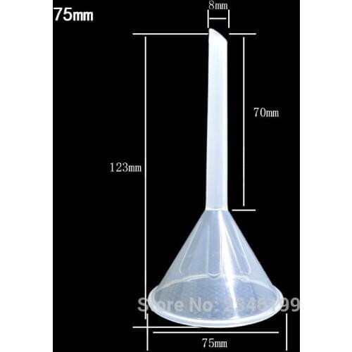 75mm 80pcs/Lot Plastic Filter Funnel Transparent Lab Funnel Liquid Transfer Splitter Kitchen Tools Free Shipping