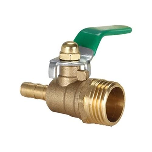 8/10/12mm Hose Barb 1/4" 3/8" 1/2" Male Thread Brass Thicken Ball Valve With Green Handle For Water Oil Gas Pipe Fittings
