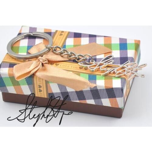 Personalized Signature Keychain Cut Out Name Key Chain Customized Handwriting Memorial Jewelry Gift