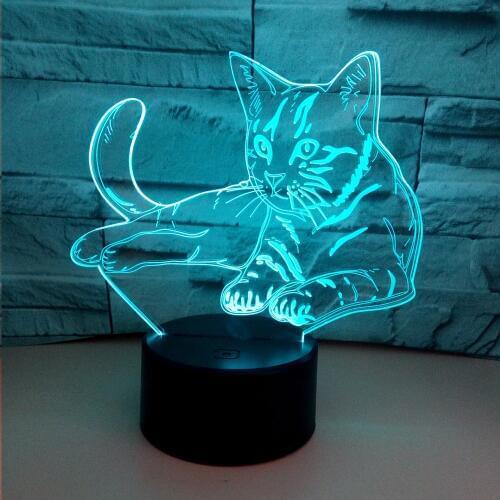 Colorful 3d Voltage Cat 3D Table Lamp Acrylic Vision Stereo Touch Usb Table Lamps For Living Room Moderne Desk Lamp