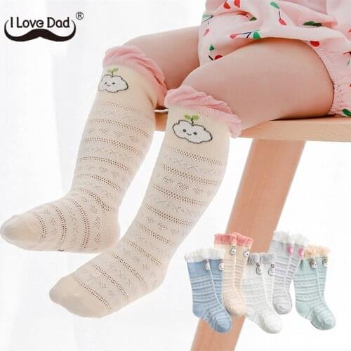 Cute Cartoon Baby Socks Mesh Breathable Baby Knee Socks Summer Soft Cotton Toddler Long Socks