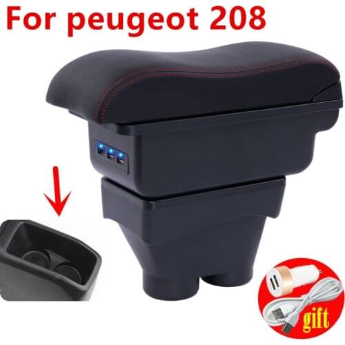 For peugeot 208 Armrest Box Car Central Armrest Storage Box cup holder ashtray modification accessories