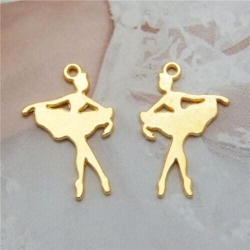 GraceAngie 20PCS Dancing Ballet Girl Charms Pendant Fit For Necklace Bracelet DIY Accessories Gold Dangle Earrings DIY Gift