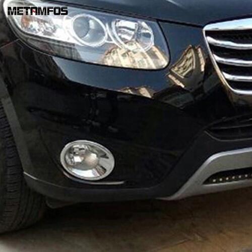 For Hyundai Santa Fe 2010 2011 2012 Chrome Front Head Fog Light Lamp Foglight Cover Molding Trim Frame Exterior Car Accessories