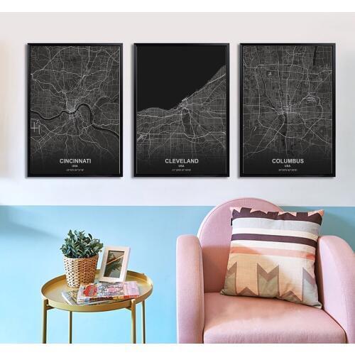 Cincinatti Cleveland Columbus Copenhagen Dallas Poster Canvas Art Prints Painting Wall Picture for Children Living Room Decor