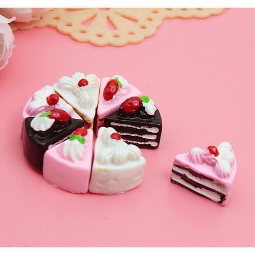 10PCS Play Doll House Toy Cute Kawaii Flat Back DIY Miniature Artificial Fake Food Cake Resin Cabochon Decorative Craft 4Styles