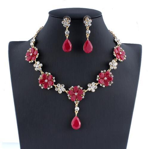 Jiayijiaduo trendy african beads jewelry set gold-color for women flower necklace earrings for wedding gift dropshipping