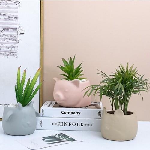 Cartoon Animal Ceramics Flowerpot Vases Cute Cactus Succulent Plants Bonsai Pot Flower Arrangement Garden Decoration Accessories