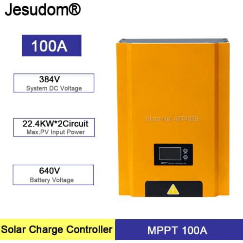 100A Solar Charge Controller with MPPT LCD Display 384V PV Home Battery Charger Solar Cell Panel Charger Regulator with Load