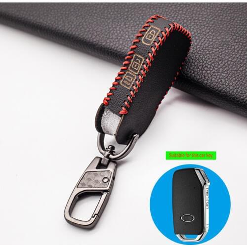 3 Buttons Smart Carrying Leather Car Key Case Keychain Cover for Kia sportage R Stinger remote sorento cerato 2017 2018 2019