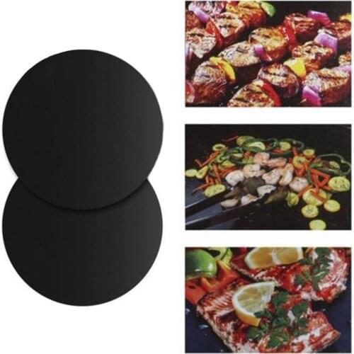 Reusable Twin Pack Pan Mat Non-stick Pan Fry Liner Sheet Tool Round Barbecue Mat Baking Mats Cake Cooking Silicone Bakeware Mats