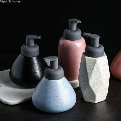 Model room bathroom shower gel bottle toilet ceramic hand soap bottle Nordic sub-bottling foam lotion press bottle