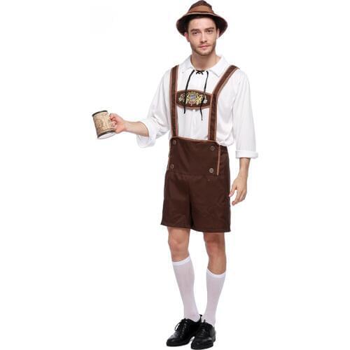 Mens Oktoberfest Bavarian Beer German Lederhosen Fancy Dress Costumes Outfit
