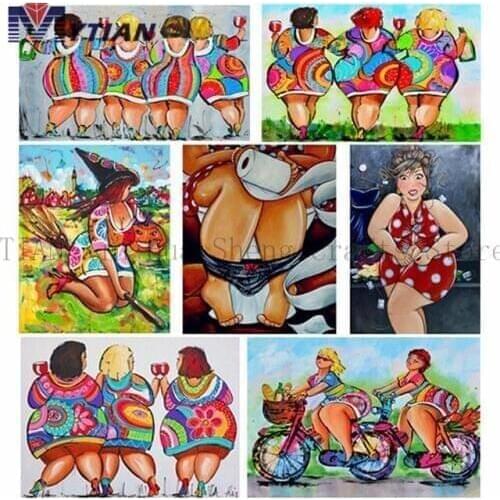 MYTIAN 5D DIY Diamond Painting Cartoon Sexy Women Cross Stitch Kits Diamond Embroidery Full Square Rhinestones Home Decoration