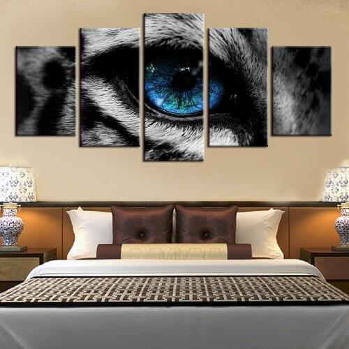 Wall Pictures For Living Room Red Eyed Wolf 5 Pieces Canvas Painting Unframed Modular Pictures Hot Cuadros Decor Poster Print