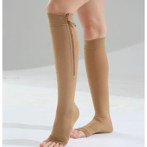 Men And Women Pressure 32mmhg Medical Elastic Vein Middle Tube Socks Zipper Protection Compression Sports Chain M 5XL