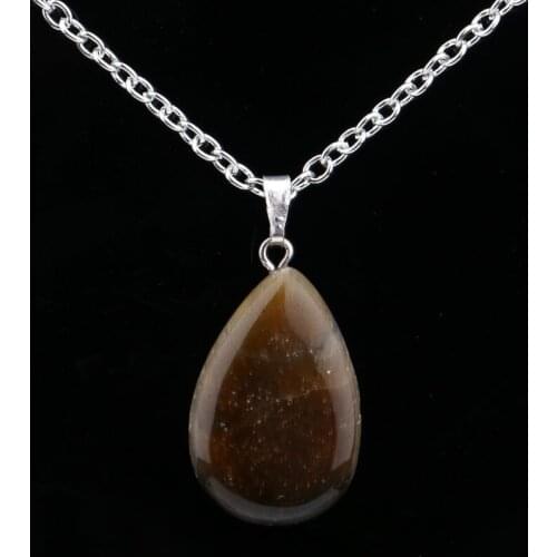 Newest Natural Stone Tiger Eye Water Drop Pendant Chain Necklace Family Women Girl Friends Necklaces Jewelry Wedding Party Gifts