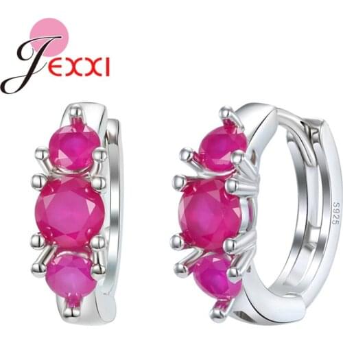 New Elegant 925 Sterling Silver Hoop Earrings for Women Girls Engagement Party 4 Claw Prong Setting Cubic Zirconia Charm Jewelry