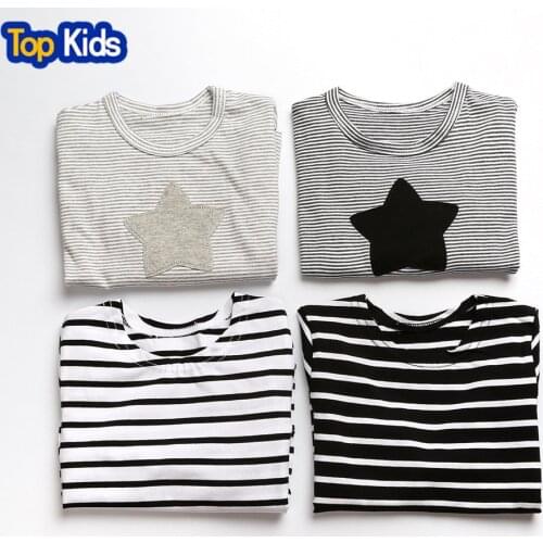 2021 new arrival spring autumn children clothes cotton long sleeve baby girl clothes striped T-shirt stylish design tee for girl