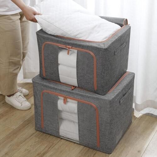 24/66/100L Household Cotton Linen Clothes Folding Storage Bins Dormitory Wardrobe Organizer