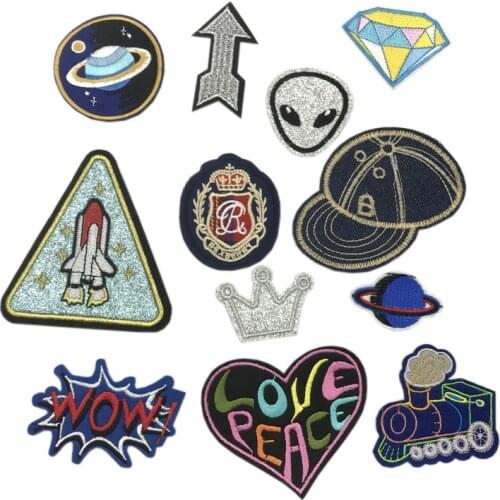 Train Map Arrow Badge Patch for Clothing Iron On Embroidered Applique On Fabric Badge DIY Apparel Accessories