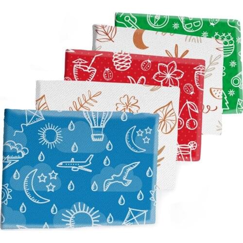 Polyester Cotton Fabric Printed Summer Flowers Twill Fabrics Sheet Sewing Materials 50*145cm