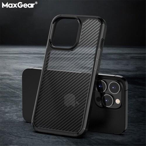 Shockproof Armor Bumper Clear Case For iPhone 13 12 11 Pro Max XR X XS 7 8 Plus SE 2 Mini Luxury Carbon Fiber Translucent Cover