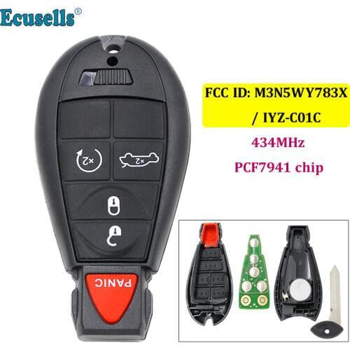 4+Panic 5 buttons keyless entry Remote Key 433MHZ with PCF7941 chip For Chrysler 300 Dodge Charger FCC ID: M3N5WY783X/ IYZ-C01C