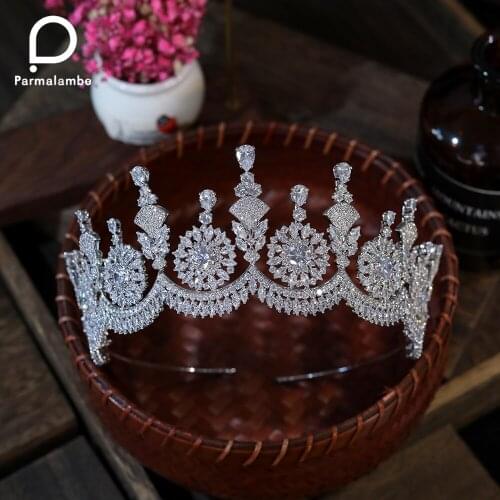 Luxury Full Cubic Zircon Tiara Bridal Crown CZ Wedding Hair Accessories Women Crystal Headband Jewelry PH0072