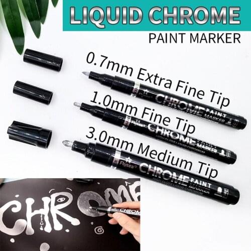 Silver Marker DIY Paint Mirror Chrome Finish Water UV Resistent Craftwork Pen