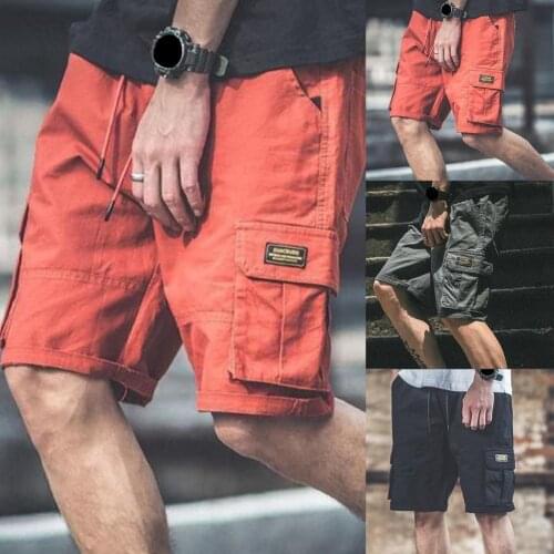 Summer Fashion Mens Shorts Thin Multi-pocket Solid Color Drawstring Cargo Shorts for Daily Wear Male Shorts Casual Shorts