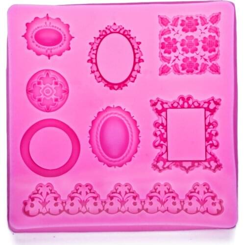 Picture frame gem shaped 3D fondant cake silicone mold for polymer abundant chocolate confectionery making decoration tool F1167