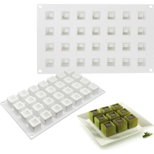 Silicone Mousse Mould Cake Mold 3D Handmade Bakeware DIY Moulds, 28 Holes Groove Square