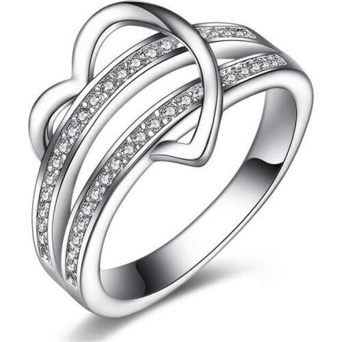 Send box 925 silver fashion love mosaic ring love engagement anniversary anniversary gift jewelry wholesale # 92