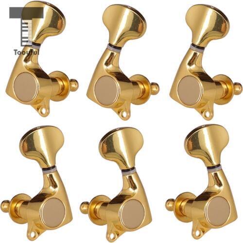 Tooyful Golden Sealed String Tuning Key Tuners Machine Heads for Steel String Electric Acoustic Guitar Parts & Accessories 3R3L