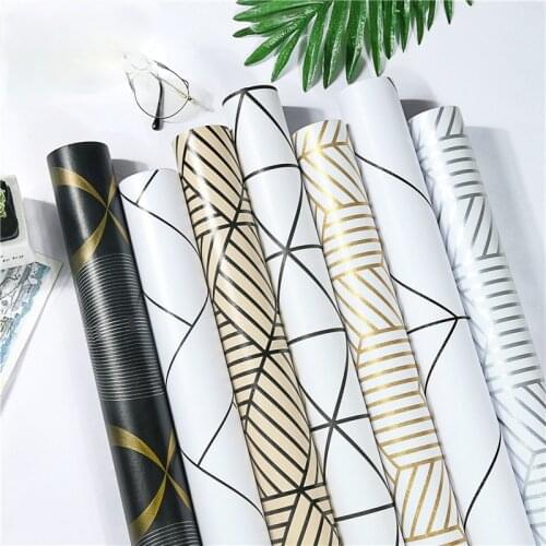 Thickened Opaque Self Adhesive Wallpaper Cabinet Furniture Renovation Sticker 10m Wall Decoration Home Decor Geometric Pattern