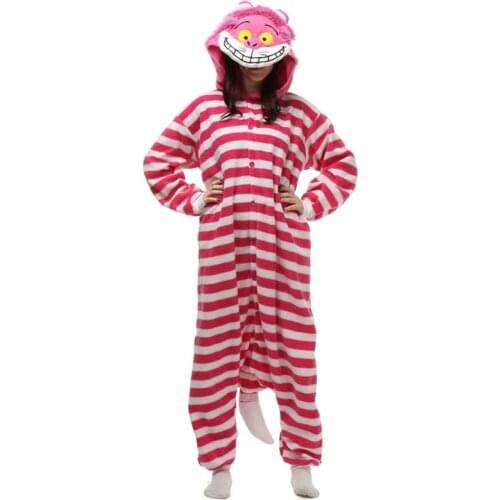 2017 New Cosplay Winter Sleepsuit Adults Cartoon Anime Cosplay Costume Cartoon Pajamas Pink Cat Onesies sleepwear Pink Hot Sale