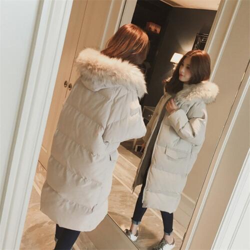 2019 Women Winter Long Jacket Mujer Hooded Parkas Coat Women Loose Parka Fur Collar Cotton Padded Jackets Loose Outerwear R953