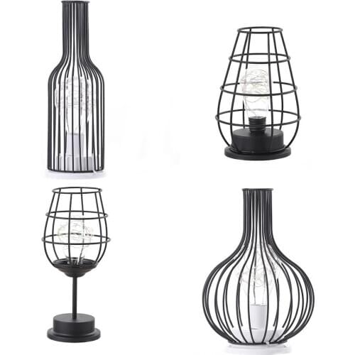 3D iron wine bottle night light creative table lamp classic and elegant table lamp for family bedroom living room decoration