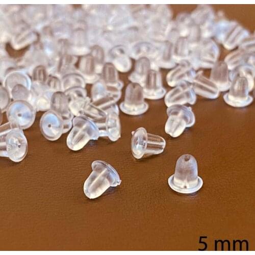5mm 100pcs Large Silicone Rubber Plastic Earring Stopper Safety Backs Round Ear Plugs Jewelry Finddings Components
