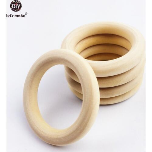 Lets make Teething Wooden Rings 50pcs 70*10mm More Size DIY Accessories Rund Natural Wood Rings Can Chew BPA Free Baby Teether