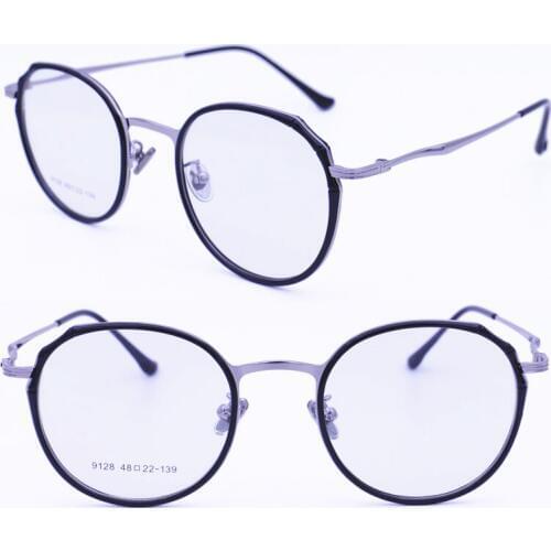 9128 nickel copper alloy rounded square shape combined with TR90 decoration inner rim classic stylish prescription glasses